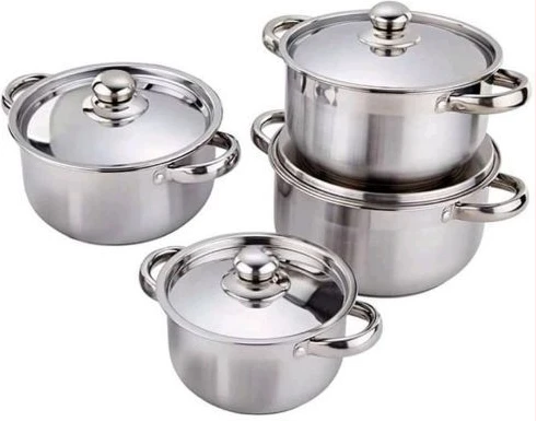 8 Piece Stainless Steel Saucepans Cookware Pots, Silver