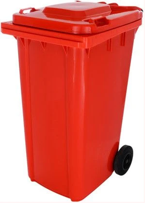 Outdoor 240L Plastic Wheel Dustbin – Standard Size Dustbin, Garbage Bin – Red