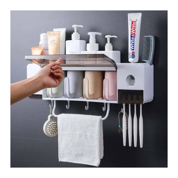 Multifunctional Wall-Mounted Toothbrush Holder & Bathroom Organizer