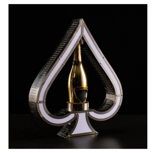 Rechargeable LED Lighted Cocktail Wine Liquor Bottle Presenter Display Shelf, Ace Of Spades Champagne VIP Cop Bottle Presenter, Champagne Bottle Holder Display Stands, VIP Bottle Service Lights For Lounge Bar Hotel Nightclub Party Night Box- Multicolor